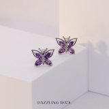 4X2 mm Marquise Amethyst Ladies Butterfly Fashion Stud Earrings Sterling Silver