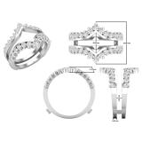 1.00 Carat (ctw) Round Diamond Ladies Wedding Enhancer Guard Double Ring Band 1 CT Platinum