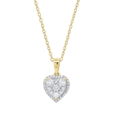 0.55 Carat (ctw) Round White Diamond Ladies Heart Shape Cluster Love Pendant 14K Yellow Gold