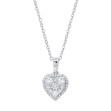 0.55 Carat (ctw) Round White Diamond Ladies Heart Shape Cluster Love Pendant Sterling Silver