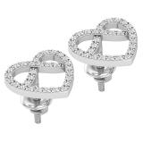 0.16 Carat (ctw) Round White Diamond Ladies Pretzel Heart Stud Earrings 14K White Gold