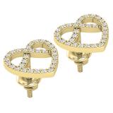 0.16 Carat (ctw) Round White Diamond Ladies Pretzel Heart Stud Earrings 14K Yellow Gold