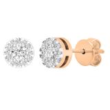 0.25 Carat (ctw) Round White Diamond Ladies Cluster Flower Stud Earrings 1/4 CT 10K Rose Gold