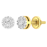 0.25 Carat (ctw) Round White Diamond Ladies Cluster Flower Stud Earrings 1/4 CT 14K Yellow Gold