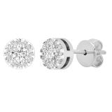 0.25 Carat (ctw) Round White Diamond Ladies Cluster Flower Stud Earrings 1/4 CT Sterling Silver