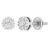 0.25 Carat (ctw) Round White Diamond Ladies Cluster Flower Stud Earrings 1/4 CT Sterling Silver