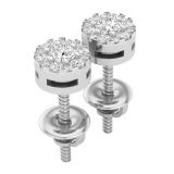 0.25 Carat (ctw) Round White Diamond Ladies Cluster Flower Stud Earrings 1/4 CT Sterling Silver
