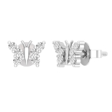 0.20 Carat (ctw) Round White Diamond Ladies Butterfly Stud Earrings 1/5 CT Sterling Silver