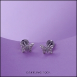 0.20 Carat (ctw) Round White Diamond Ladies Butterfly Stud Earrings 1/5 CT Sterling Silver