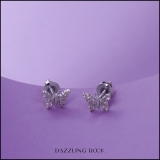 0.20 Carat (ctw) Round White Diamond Ladies Butterfly Stud Earrings 1/5 CT Sterling Silver