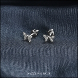 0.20 Carat (ctw) Round White Diamond Ladies Butterfly Stud Earrings 1/5 CT Sterling Silver