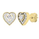 0.33 Carat (ctw) Round White Diamond Ladies Heart Shape Stud Earrings 1/3 CT 14K Yellow Gold