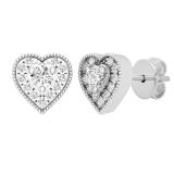 0.33 Carat (ctw) Round White Diamond Ladies Heart Shape Stud Earrings 1/3 CT Sterling Silver