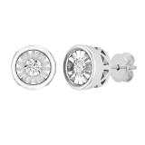 0.22 Carat (ctw) Round White Diamond Ladies Miracle Solitaire Stud Earrings 1/4 CT Sterling Silver