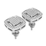 0.30 Carat (ctw) Round White Diamond Ladies Square Cluster Stud Earrings 1/3 CT Sterling Silver