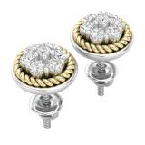 0.50 Carat (ctw) Round Diamond Ladies Rope Cluster Stud Earrings 1/2 CT 14K White & Yellow Gold