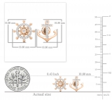 0.10 Ctw Round White Diamond Anchor & Wheel Mismatch Stud Earrings for Her in 18K Solid Rose Gold, Push Back