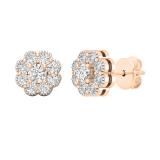 0.50 Carat (ctw) Round White Diamond Ladies Flower Cluster Stud Earrings 1/2 CT 10K Rose Gold