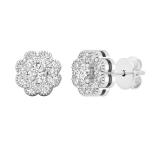 0.50 Carat (ctw) Round White Diamond Ladies Flower Cluster Stud Earrings 1/2 CT 10K White Gold
