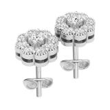 0.50 Carat (ctw) Round White Diamond Ladies Flower Cluster Stud Earrings 1/2 CT 10K White Gold
