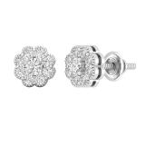 0.50 Carat (ctw) Round White Diamond Ladies Flower Cluster Stud Earrings 1/2 CT 14K White Gold