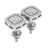 0.35 Carat (ctw) Round White Diamond Ladies Flower Cluster Stud Earrings 1/3 CT Sterling Silver