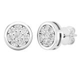 0.45 Carat (ctw) Round White Diamond Ladies Flower Cluster Stud Earrings 1/2 CT 10K White Gold