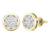 0.45 Carat (ctw) Round White Diamond Ladies Flower Cluster Stud Earrings 1/2 CT 14K Yellow Gold