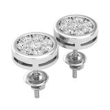 0.45 Carat (ctw) Round White Diamond Ladies Flower Cluster Stud Earrings 1/2 CT Sterling Silver