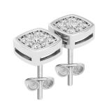 0.35 Carat (ctw) Round White Diamond Mens Flower Cluster Stud Earrings 1/3 CT Sterling Silver