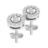 0.25 Carat (ctw) Round White Diamond Ladies Flower Cluster Stud Earrings 1/4 CT Sterling Silver