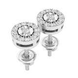 0.25 Carat (ctw) Round White Diamond Ladies Flower Cluster Stud Earrings 1/4 CT Sterling Silver