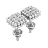 0.25 Carat (ctw) Round Diamond Ladies Square Frame Beaded Stud Earrings 1/4 CT Sterling Silver