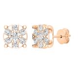0.50 Carat (ctw) Round White Diamond Ladies Flower Cluster Stud Earrings 1/2 CT 10K Rose Gold