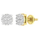 0.25 Carat (ctw) Round White Diamond Ladies Flower Cluster Stud Earrings 1/4 CT 10K Yellow Gold