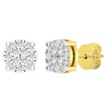 0.25 Carat (ctw) Round White Diamond Ladies Flower Cluster Stud Earrings 1/4 CT 14K Yellow Gold
