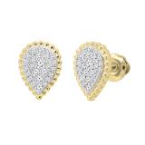 0.25 Carat (ctw) Round White Diamond Ladies Teardrop Cluster Stud Earrings 1/4 CT 18K Yellow Gold