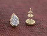 0.25 Carat (ctw) Round White Diamond Ladies Teardrop Cluster Stud Earrings 1/4 CT 18K Yellow Gold