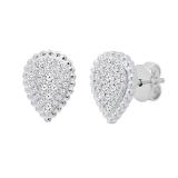 0.25 Carat (ctw) Round White Diamond Ladies Teardrop Cluster Stud Earrings 1/4 CT Sterling Silver