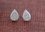 0.25 Carat (ctw) Round White Diamond Ladies Teardrop Cluster Stud Earrings 1/4 CT Sterling Silver