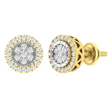 0.25 Carat (ctw) Round White Diamond Ladies Flower Cluster Stud Earrings 1/4 CT 10K Yellow Gold