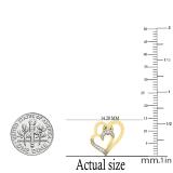 0.03 Carat (ctw) Round White Diamond Ladies Double Heart Stud Earrings 18K Yellow Gold