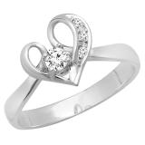Round Cubic Zirconia Heart Shaped Promise Bridal Ladies Engagement Ring 14K White Gold