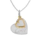 0.10 Carat (ctw) Round White Diamond Ladies Heart Love Charm Pendant 1/10 CT Sterling Silver