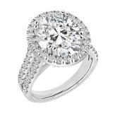 925 Sterling Silver Double Prong Halo Ring, 4.82 ctw Oval & Round Cubic Zirconia