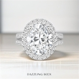 925 Sterling Silver Double Prong Halo Ring, 4.82 ctw Oval & Round Cubic Zirconia