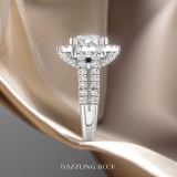 925 Sterling Silver Double Prong Halo Ring, 4.82 ctw Oval & Round Cubic Zirconia