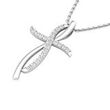 0.25 Carat (ctw) Round White Diamond Ladies Swirl Cross Pendant 1/4 CT Sterling Silver