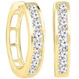 0.30 Carat (ctw) Round White Diamond Ladies Huggies Hoop Earrings 1/3 CT 18K Yellow Gold