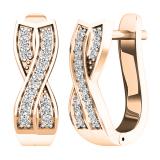 0.20 Carat (ctw) Round White Diamond Ladies Huggies Hoop Earrings 1/5 CT 14K Rose Gold